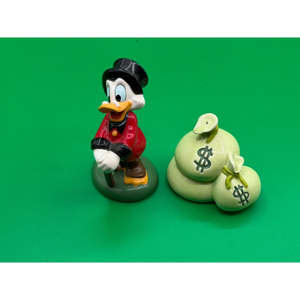 NE Disney Scrooge McDuck Money Bags Salt and Pepper Shaker Set  VTG Rare 90s